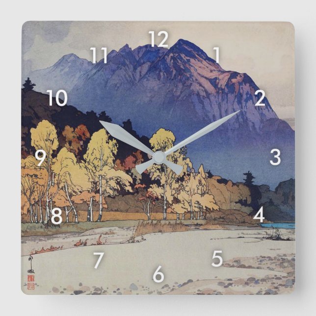 雨後の穂高山 Hodaka-yama efter regnar, Yoshida, träsnitt Fyrkantig Klocka (Framsida)