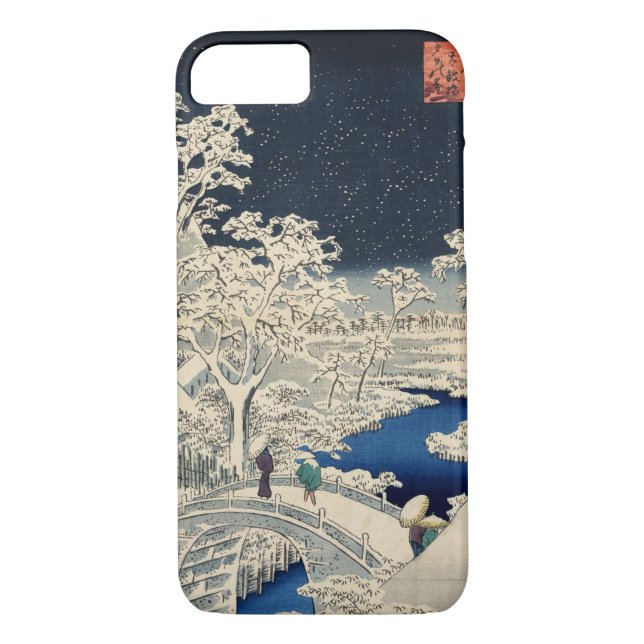 雪の太鼓橋 広重 snöig Drum överbryggar, Hiroshige, Case-Mate iPhone Skal (Baksida)