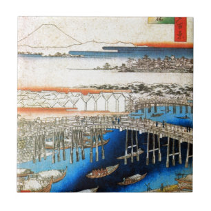 雪の日本橋 広重 snöig Nihonbashi, Hiroshige, Ukiyo-e Kakelplatta