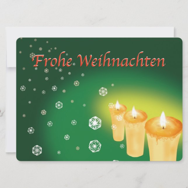 雪を麻の葉文様で描いたクリスマスカード (Frohe Weihnachten) Kort (Framsida)
