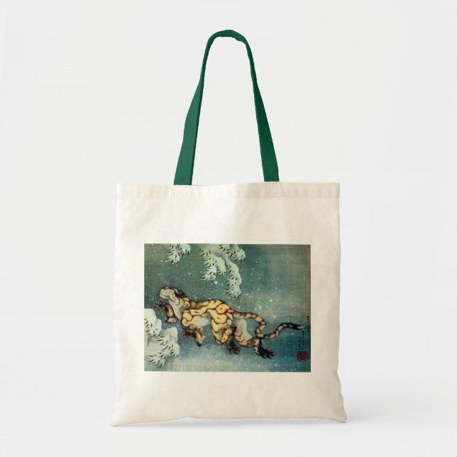 雪中虎図 北斎tiger i snön, Hokusai Tygkasse (Framsidan)