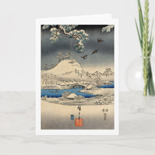 雪景色に雀 広重Sparrows i snö landskap, Hiroshige Kort