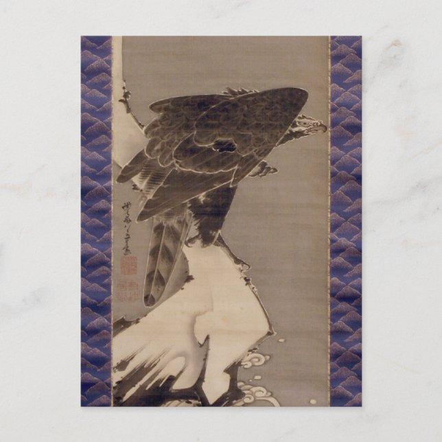 雪 の の 鷲, 若 Eagle i Snö, Jakuchu, 中 Vykort (Framsida)
