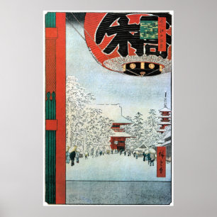 雪 の 草, 広 重 Snö i Asakusa, Hiroshige Ukiyoe Poster
