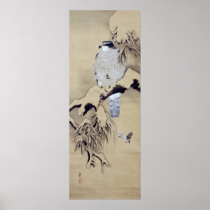 雪 中 図, 柴 是 svängning Hawk i Snö, Shibata Zeshin Poster