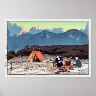 露 (北 岳,間 の 岳), Camping, Hiroshi Yoshida, Woodcut Poster