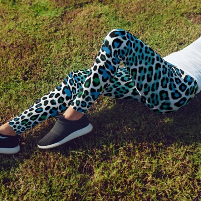 青と緑のヒョウ柄レギンスハイウェストカプリ LEGGINGS (Skapare uppladdad)