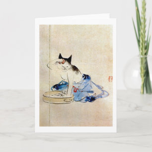 顔を洗う猫 広重kattansikte tvättar, Hiroshige Kort