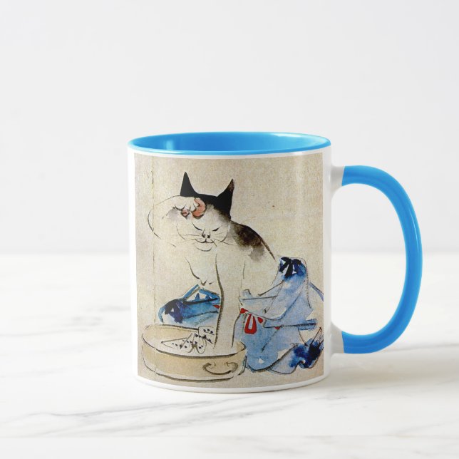 顔を洗う猫 広重kattansikte tvättar, Hiroshige Mugg (Höger)