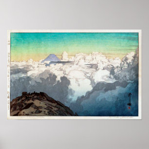 駒 ヶ 山 頂, bergstoppen i Komagatake, Yoshida, Woodcu Poster