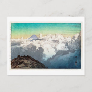 駒 ヶ 山 頂, bergstoppen i Komagatake, Yoshida, Woodcu Vykort