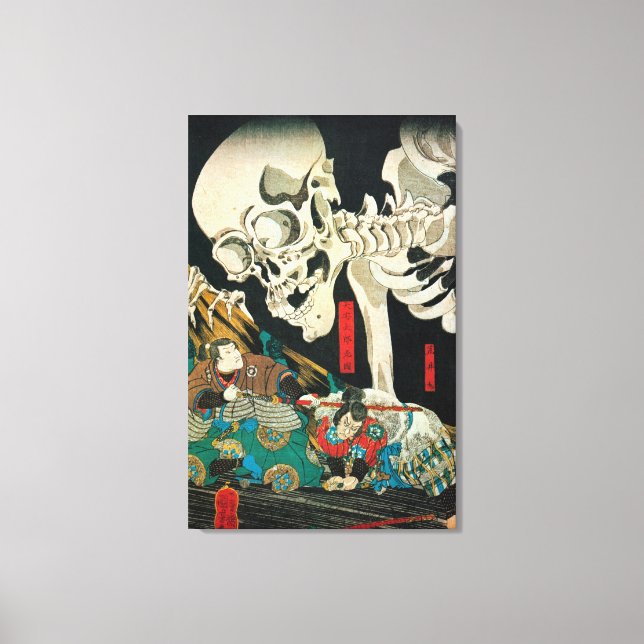 骸 骨, 国 Skeleton, Kuniyoshi, Ukiyo-e Canvastryck (Framsida)