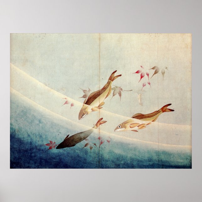 鮎, 北 斎 sötfisk, Hokusai, konst Poster (Framsidan)