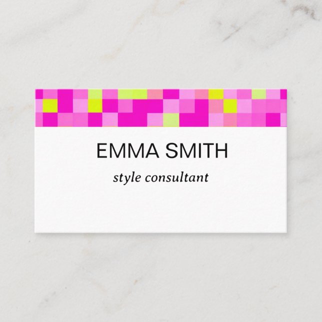 鮮やかなギンガムチェックのキュートな名刺 VISITKORT (Framsida)