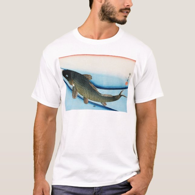 鯉 広重Carp, Hiroshige, Ukiyoe T-shirt (Framsida)