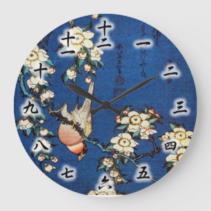鳥と枝垂桜, 北斎fågel och gråta det körsbärsröda träd, stor klocka