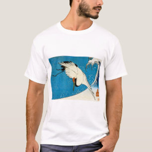 鶴と波 kran & vinkar, Hiroshige, Ukiyo-e T-shirt