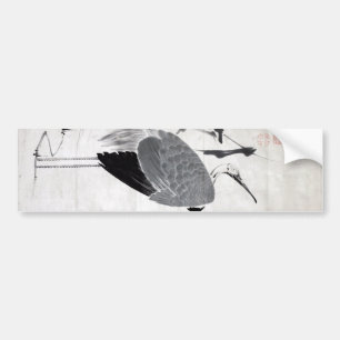 鶴 図, 若 Crane, Jakuchu, Japan Art Bildekal