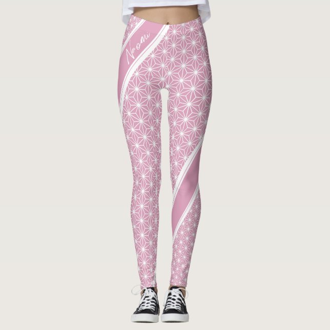 麻 の 葉 ASANOHA | Japansk traditionell KIMONO mönste Leggings (Framsida)