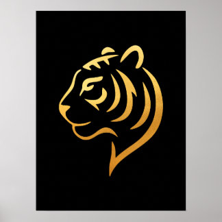 黄金の虎 Gold Tiger – Japanese Minimalist Art Poster