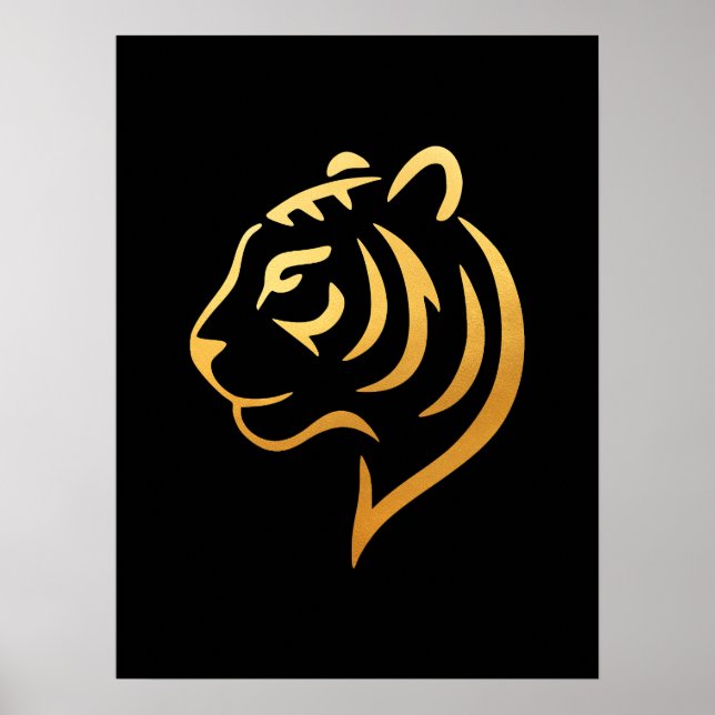 黄金の虎 Gold Tiger – Japanese Minimalist Art Poster (Framsidan)