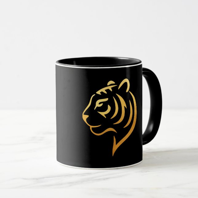 黄金の虎 Gold Tiger – Japanese Minimalist Mugg (Framsida höger)