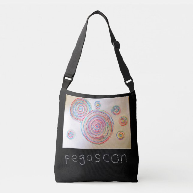 黒地も白地もある「縁結曼荼羅」のある クロスボディバッグ AXELVÄSKA (Framsida)