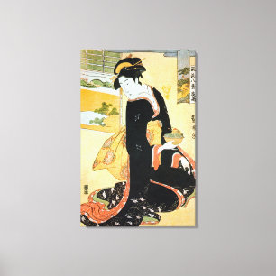 黒 い 着 の 女, 豊 bud Woman of Black Kimono, Toyokuni, Canvastryck