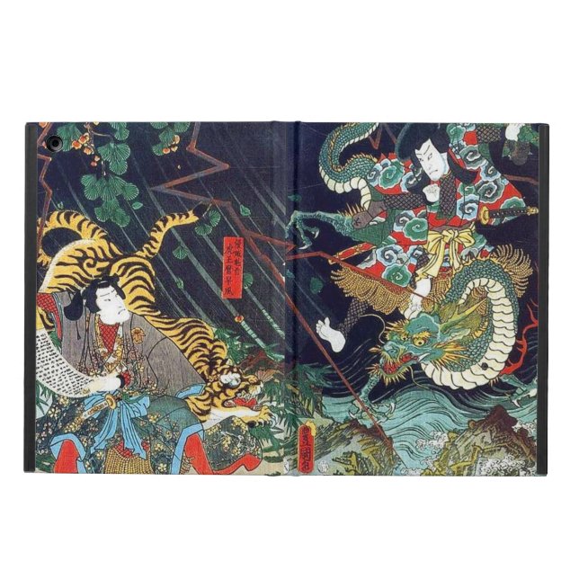 龍虎, 豊国drake & tiger, Toyokuni, Ukiyo-e Fodral För iPad Air (Utsidan)