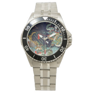 龍 虎, 豊 Dragon & Tiger, Toyokuni, Ukiyo-e Armbandsur