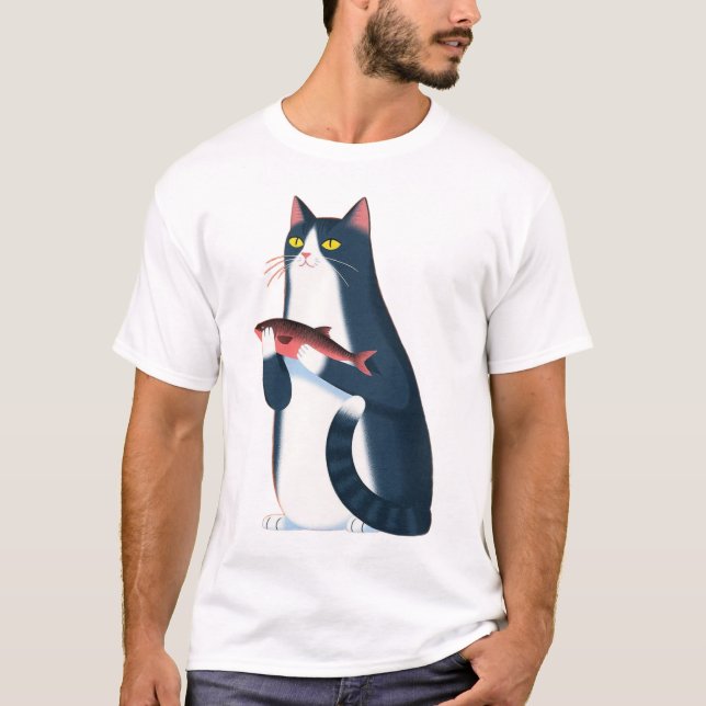 냥이와 생선 티셔츠  T SHIRT (Framsida)