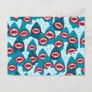 Sök efter hajen tecknad vykort Pojke