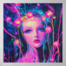 Sök efter ansikte av neon Cyberpunk flickkonst
