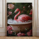 Sök efter tropiska blommor canvastryck Rosa flamingo