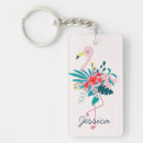 Sök efter flamingo rektangulär nyckelringar Blommigt