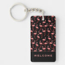 Sök efter flamingo rektangulär nyckelringar Tropisk