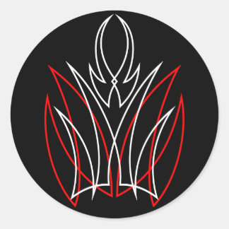 0001 Pinstripe Rojo & Blanco Runt Klistermärke