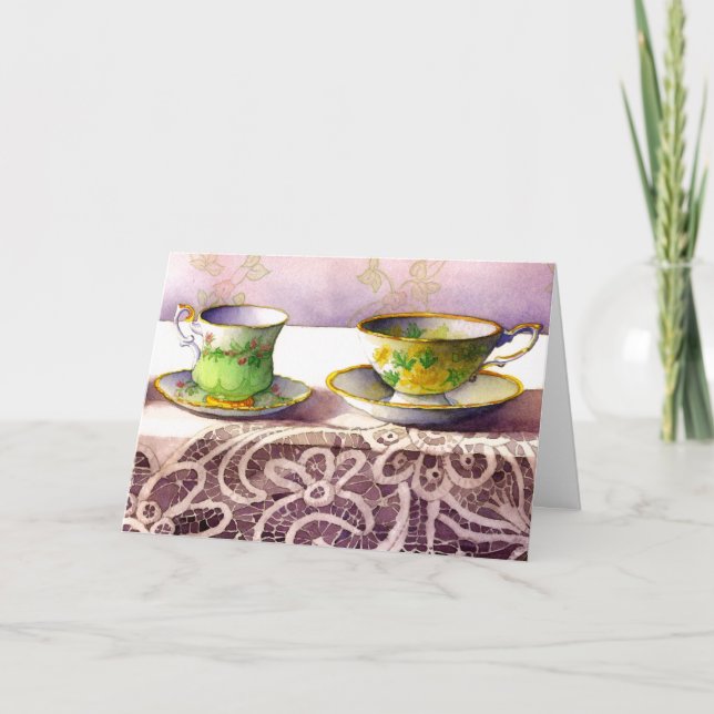 0001 Tekopp vid Snöre Mors dag Kort (Framsida)