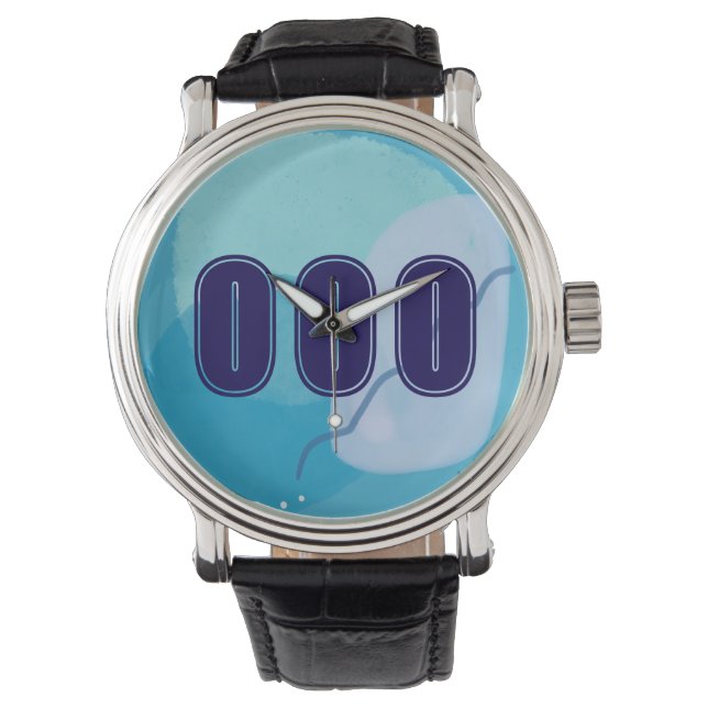 000 Angel Numbers Blue Andlig High Vibes Armbandsur (Framsida)
