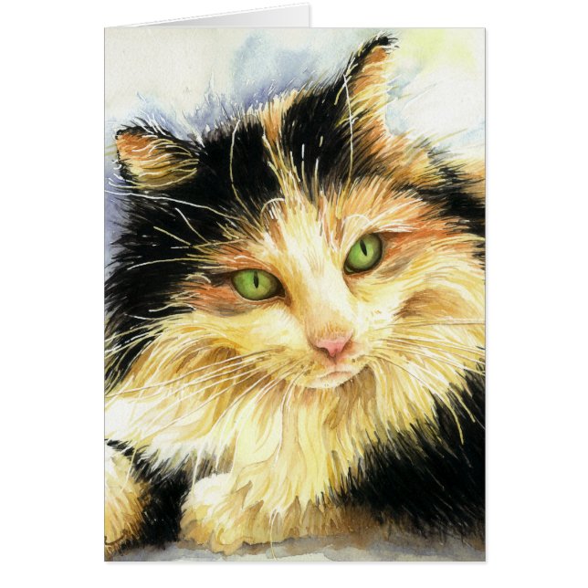 0010 Calico Cat Hälsningskort (Framsidan)