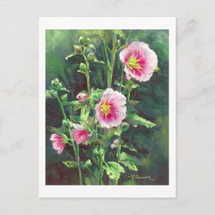 0013 Rosa Hollyhocks Vykort