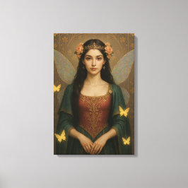 001_A fairy princess in teal green and crimson. Canvastryck