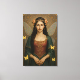001_A fairy princess in teal green and crimson. Canvastryck