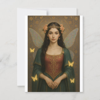 001_A fairy princess in teal green and crimson. Vykort