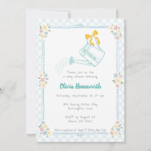 001 Himmelblå Gingham Vattenkanna Bebisdusch