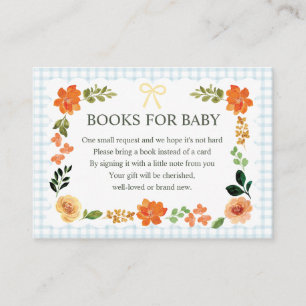 001 Himmelblått Gingham Baby Shower-bifogad kort