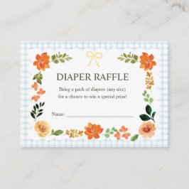 001 Sky Blue Gingham Baby Shower Diaper Raffle Tilläggskort