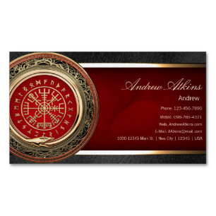 [001] Vegvisir - Guld Viking Magic Runic Compass Magnetiska Visitkort
