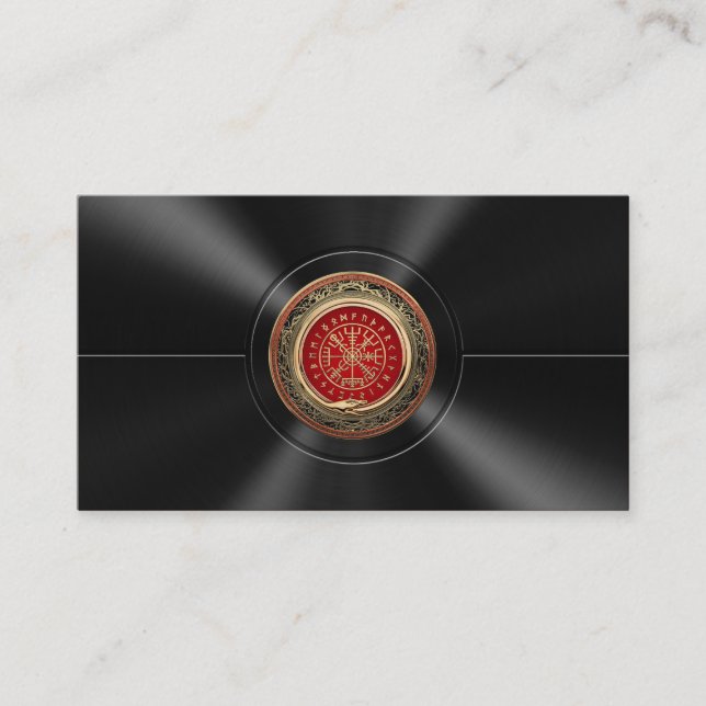[001] Vegvisir - Guld Viking Magic Runic Compass Visitkort (Framsida)