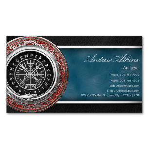 [001] Vegvisir - Viking Silver Magic Runic Compass Magnetiska Visitkort